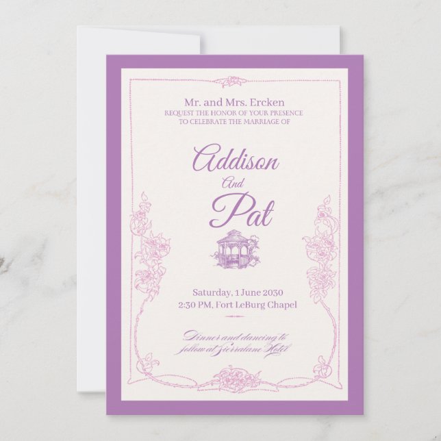 Luxury Light Purple wedding invitation Inbjudningar (Framsida)