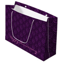 Luxury Lila Blommigt Large Gift Bag