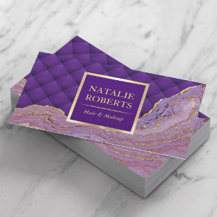 Luxury Lila & Guld Agate Luxury Beauty Salon Visitkort