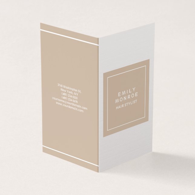 Luxury Linen Plain Modern Minimalist Visitkort (Utsida)