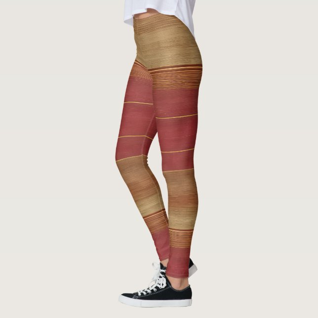 Luxury Linen Trendig Burgundy Guld Collection Leggings (Vänster)