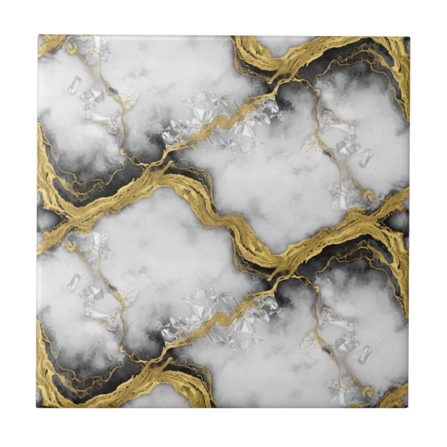 Luxury Liquid Gold White Marble Elegant Kakelplatta (Framsidan)