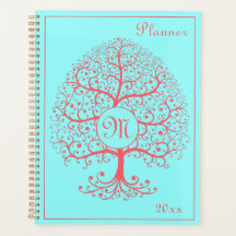 Luxury Livets träd Monogram Retro Rosa Pastel