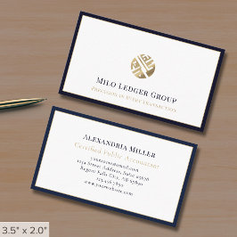 Luxury Logotyp Navy Blue Gräns Visitkort