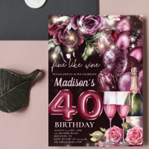 Luxury Magenta Vin Vuxen 40:e födelsedagen