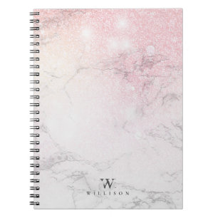 Luxury Marble Glitter monogram Anteckningsbok