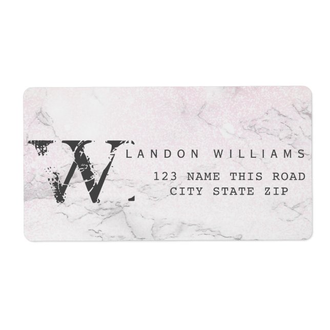 Luxury Marble Glitter monogram Fraktsedel (Framsidan)