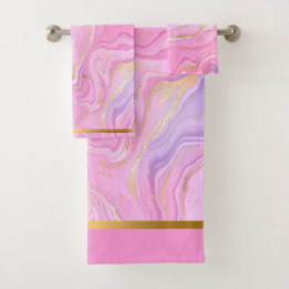 Luxury Marble Glitter Rosa Lila Guld
