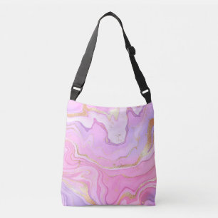 Luxury Marble Glitter Rosa Lila Guld Axelväska