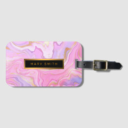 Luxury Marble Glitter Rosa Lila Guld Bagagebricka