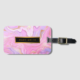 Luxury Marble Glitter Rosa Lila Guld Bagagebricka