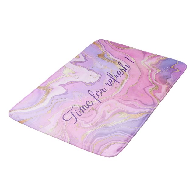Luxury Marble Glitter Rosa Lila Guld Bath Mat Badrumsmatta (Vinklad)
