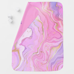 Luxury Marble Glitter Rosa Lila Guld Bebisfilt