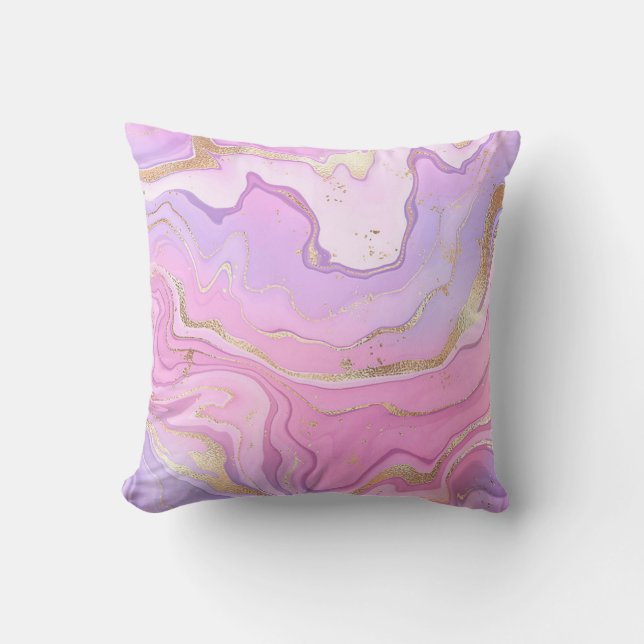 Luxury Marble Glitter Rosa Lila Guld Kudde (Framsida)