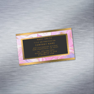 Luxury Marble Glitter Rosa Lila Guld Magnetiska Visitkort