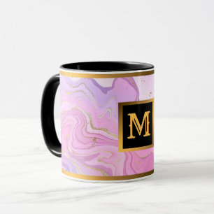 Luxury Marble Glitter Rosa Lila Guld Mugg