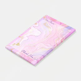 Luxury Marble Glitter Rosa Lila Guld Post-it Block