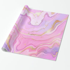 Luxury Marble Glitter Rosa Lila Guld Presentpapper