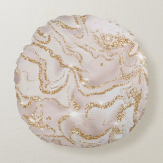 Luxury Marble Glitter Rund Kudde