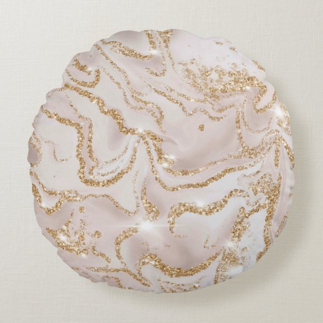 Luxury Marble Glitter Rund Kudde (Framsidan)
