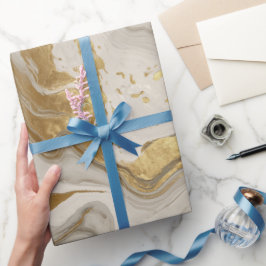 Luxury Marble Gold White Harmony Abstract Pattern Presentpapper