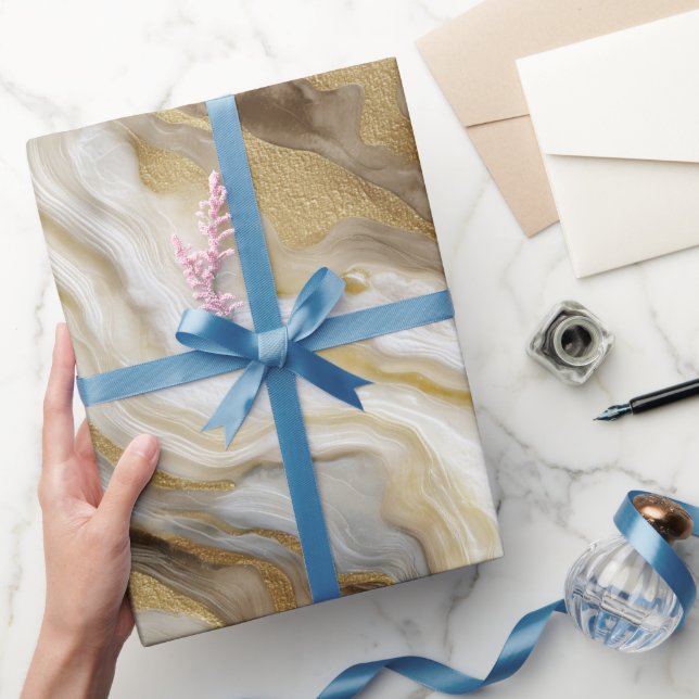 Luxury Marble Gold White Harmony Abstract Pattern Presentpapper (Gifting)