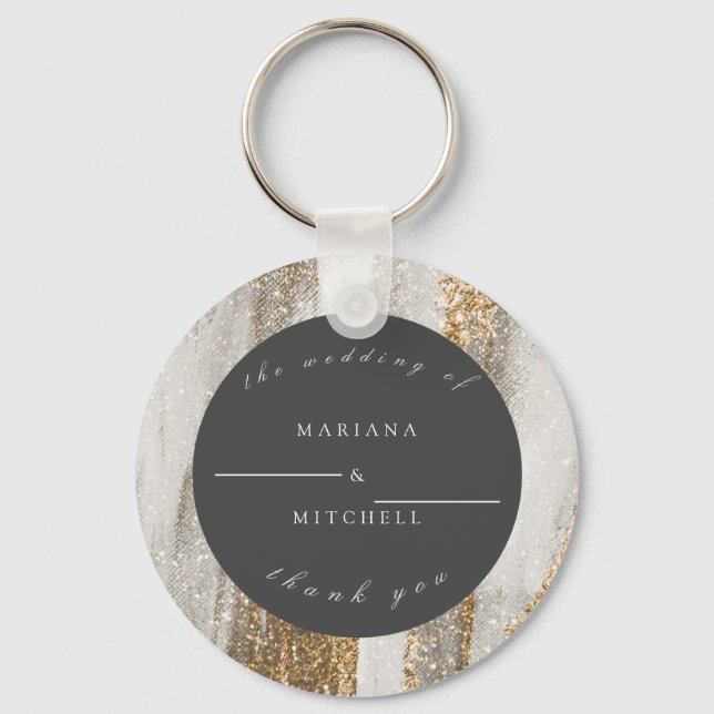 Luxury Marble Guld glitter, vit och grått Nyckelring (Framsida)