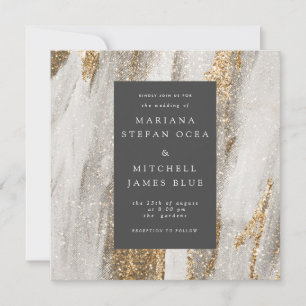 Luxury Marble Guld Strokes white och grått Invat