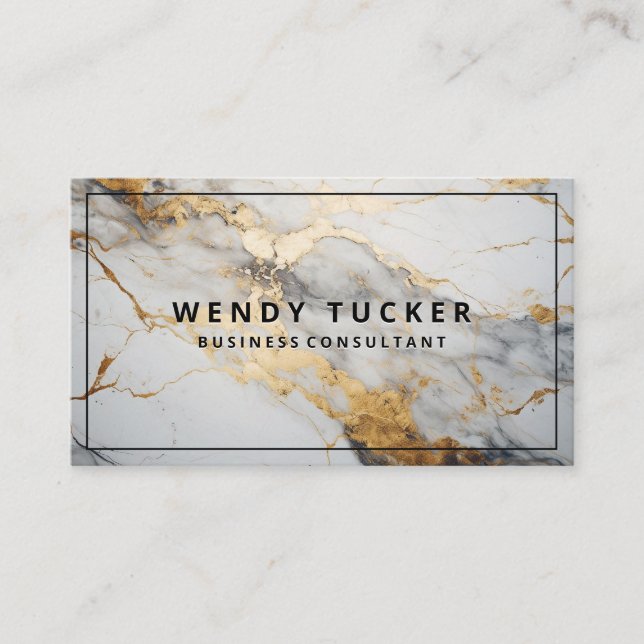 Luxury Marble Guld White Background Visitkort (Framsida)