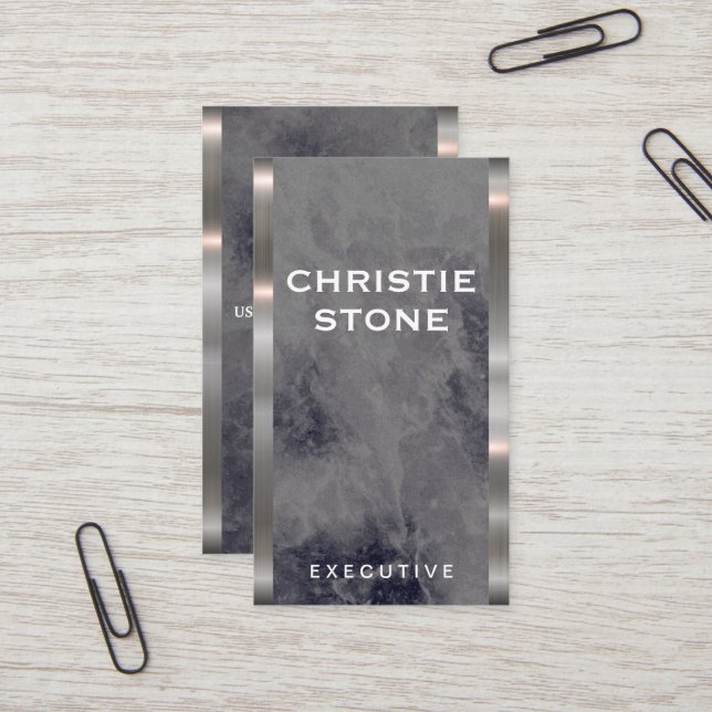 Luxury Marble | Metallisk trim Visitkort (Fram/Back In Situ)