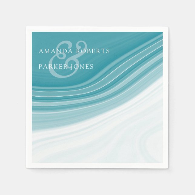 Luxury Marble Personlig Bröllop Pappersservett (Framsidan)