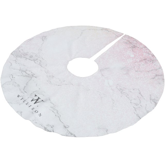 Luxury Marble Personlig Julgransmatta Borstad Polyester (Vinklad)