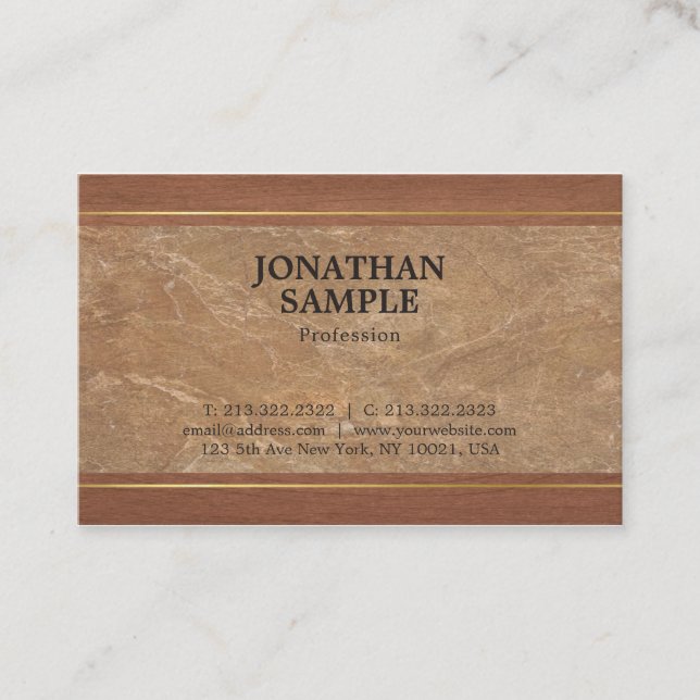 Luxury Marble Wood Guld Elegant Design Plain Visitkort (Framsida)