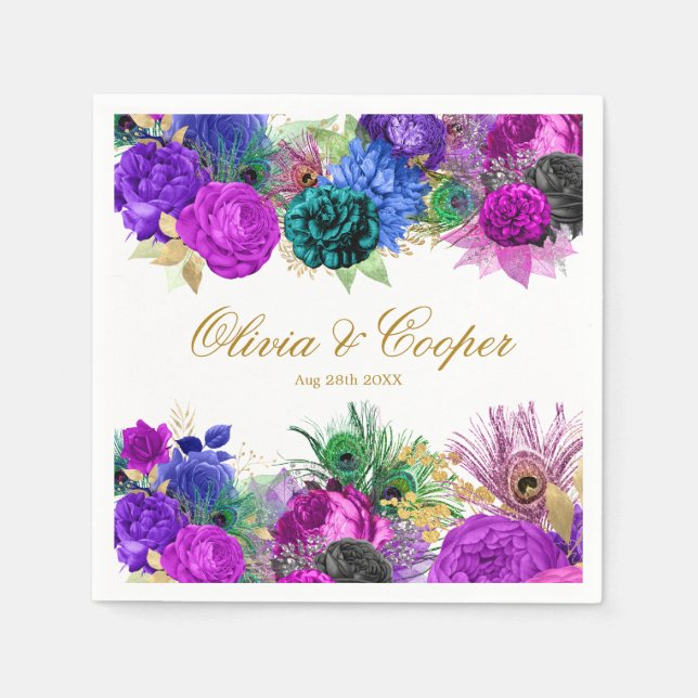 Luxury Mardi Gras Guld Bröllop Pappersservett (Framsidan)