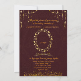 Luxury Maroon Gold Wedding Invitation | Inbjudningar