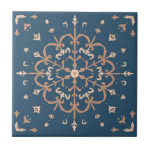 Luxury Mediterranean Blue & Tan Medallion Mönster