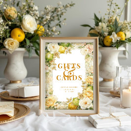 Luxury Mediterranean Lemons & Flowers Wedding Poster