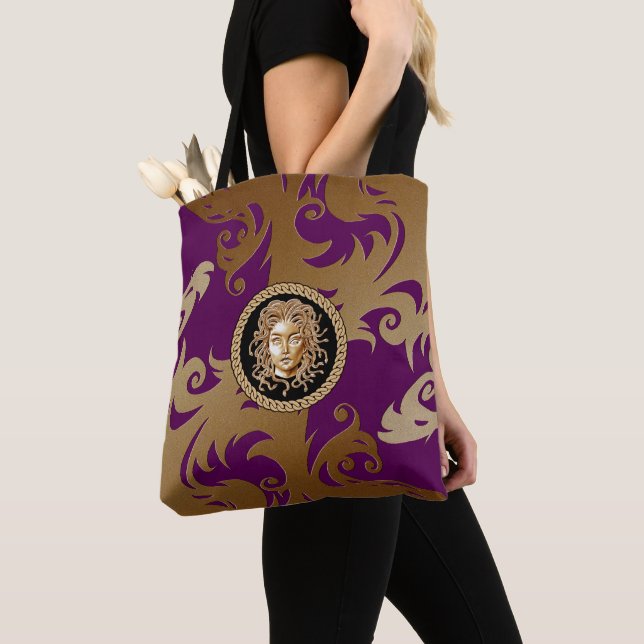 Luxury Medusa Tote Bag Tygkasse (Närbild)