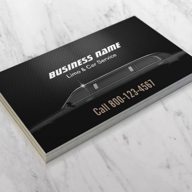 Luxury Metall Background Limo & Car Service Visitkort (Skapare uppladdad)