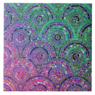 Luxury Metall Foil Glitter Rosa Grönt Dots Circles Kakelplatta