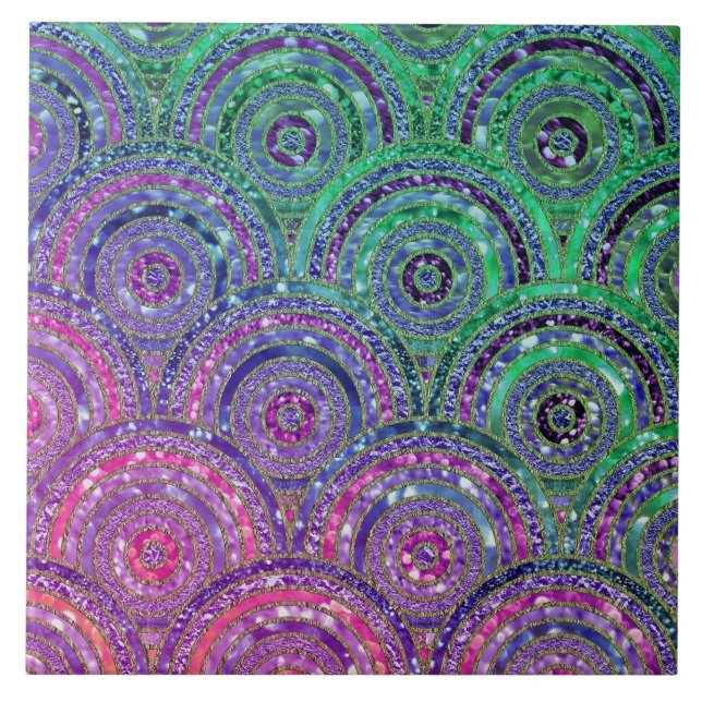 Luxury Metall Foil Glitter Rosa Grönt Dots Circles Kakelplatta (Framsidan)