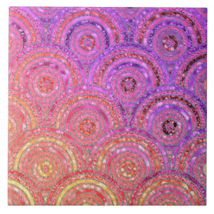 Luxury Metall Foil Glitter Rosa Guld Dots Circles Kakelplatta