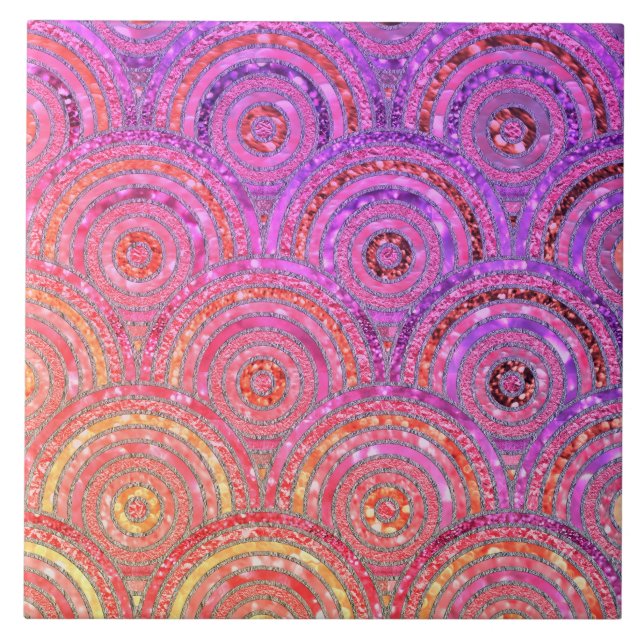 Luxury Metall Foil Glitter Rosa Guld Dots Circles Kakelplatta (Framsidan)