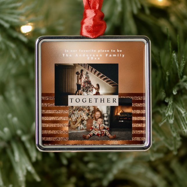 Luxury Minimal Copper Gold Foil Photo Metall Orna Julgransprydnad Metall (Träd)