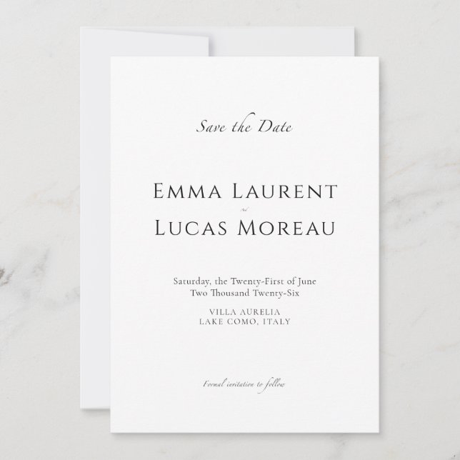 Luxury Minimal Save the Date Elegant Wedding Spara Datumet (Framsida)