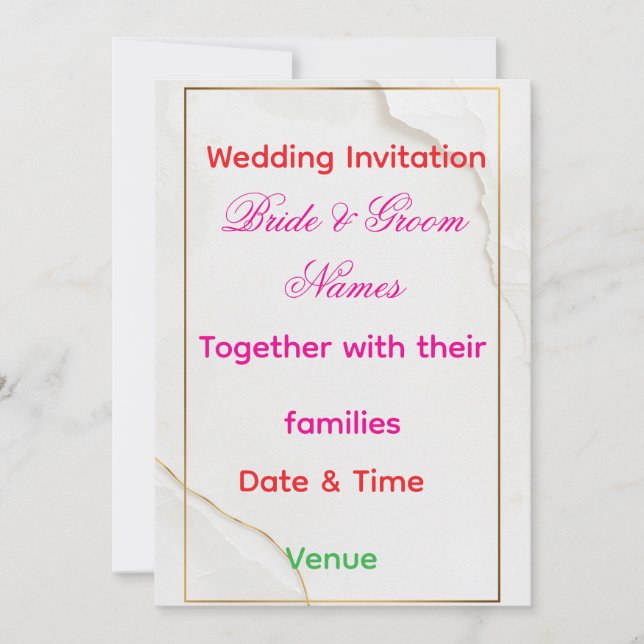 Luxury Minimal Wedding Invitation 7x5 – Editable E Inbjudningar (Framsida)