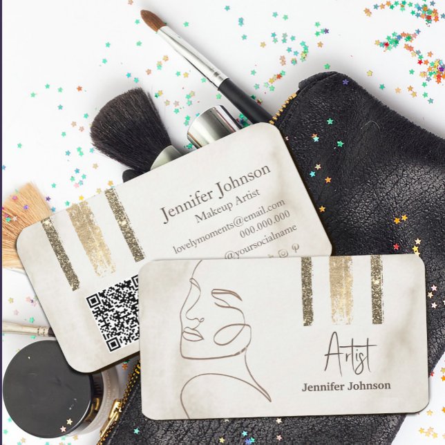 LUXury Minimalist Ansikte Beauty Visitkort (Luxury Minimalist Face Beauty Business Card #zazzlemade #minimalistfacebeauty #abstractface #beauty)