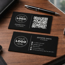 Luxury Minimalist Black QR Executive Branding Visitkort