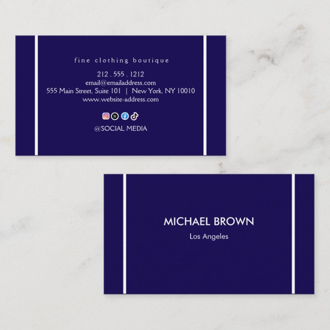 Luxury Minimalist Ivory Boutique Business Card Visitkort (Fram/baksida)