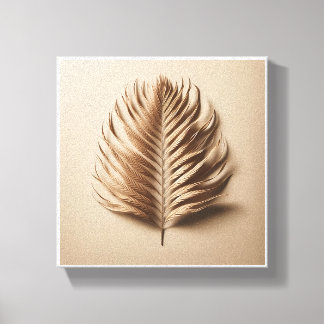 Luxury Minimalist Palm Frond Art - Elegant Beige 3 Canvastryck
